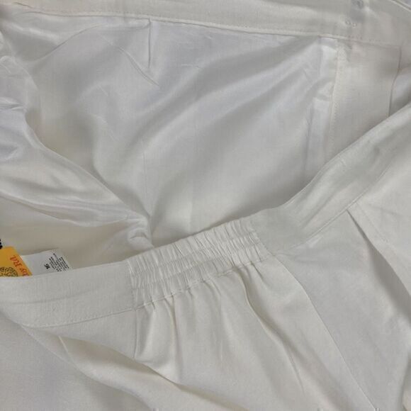 Ruby Rd. Linen Capri Pants Womens 16 White Elastic Waistband Pockets Beaded Hems - Picture 16 of 16